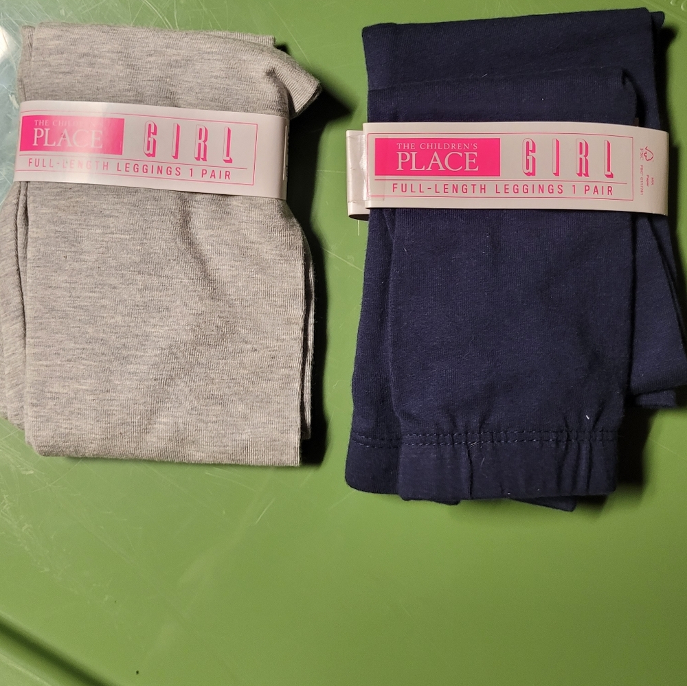 The Children's Place Girl's Leggings - Gray and Navy 2 pair size 5/6